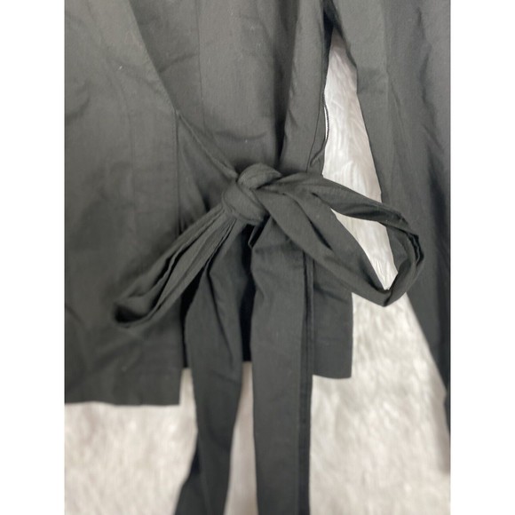 Worthington Stretch Top Womens Size 12 Black Wrap Up Fitted Long Sleeves - Picture 4 of 10